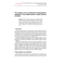 The analysis of the contribution of dissertations openness in the advancement of Open Science in Serbia